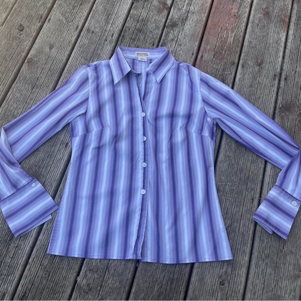 MICHAEL Michael Kors Purple Striped Button Down Shirt